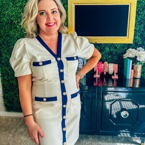 Entro Pearl-Button Ivory Dress